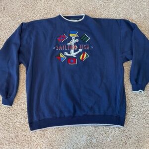 Vintage Sailing USA Blue Men's Crewneck